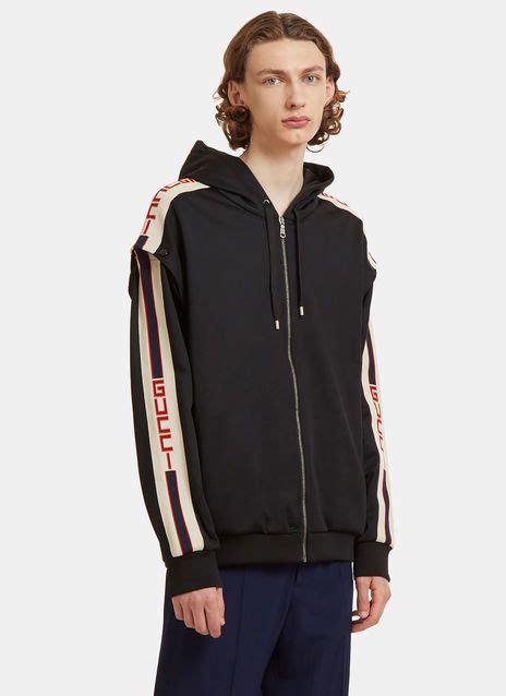 hooded sweatshirt with gucci stripe|Gucci Sweats for Men .